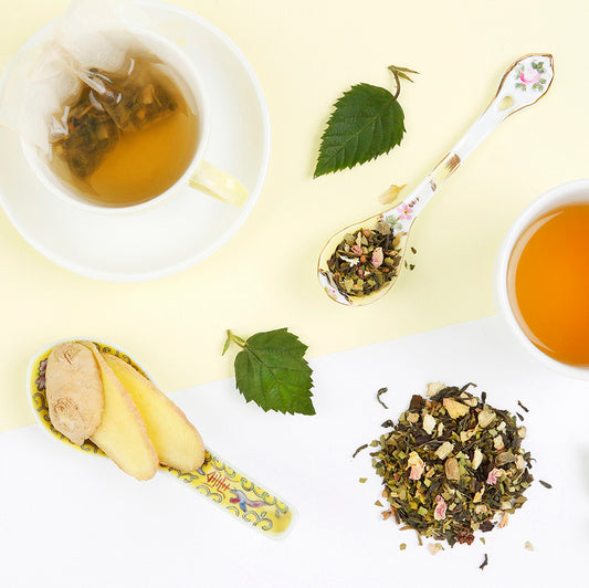 Green tea and blackberry leaves morning boost tea blend