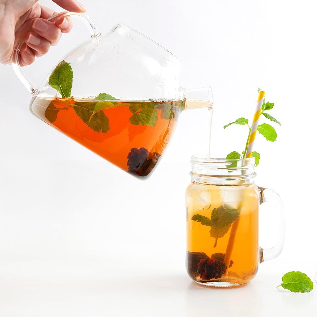 Iced tea made with herbal infusion tea blend