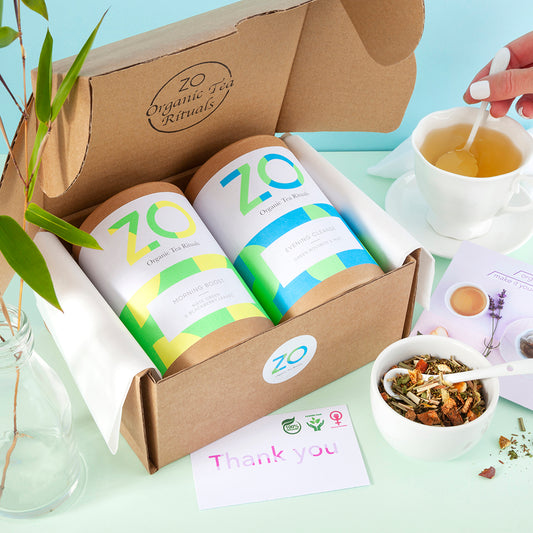 Organic loose leaf tea blends in sustainable plastic free packaging