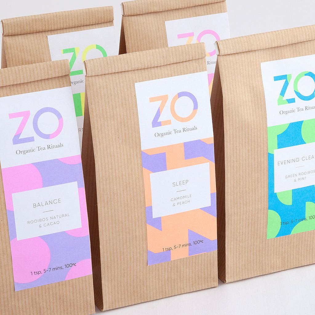 ZO tea in compostable sustainable packaging