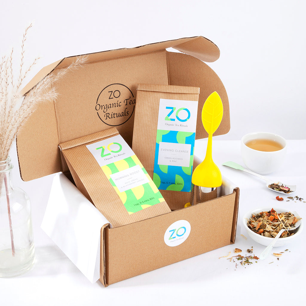 Zero waste organic tea gift set in recyclable packaging